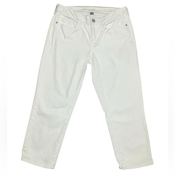 Eddie Bauer Women's Crop Curvy Boyfriend Jeans White Size 4 EUC - Picture 1 of 6